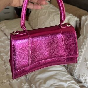 Metallic Hot Pink Top Handle Women's Bag